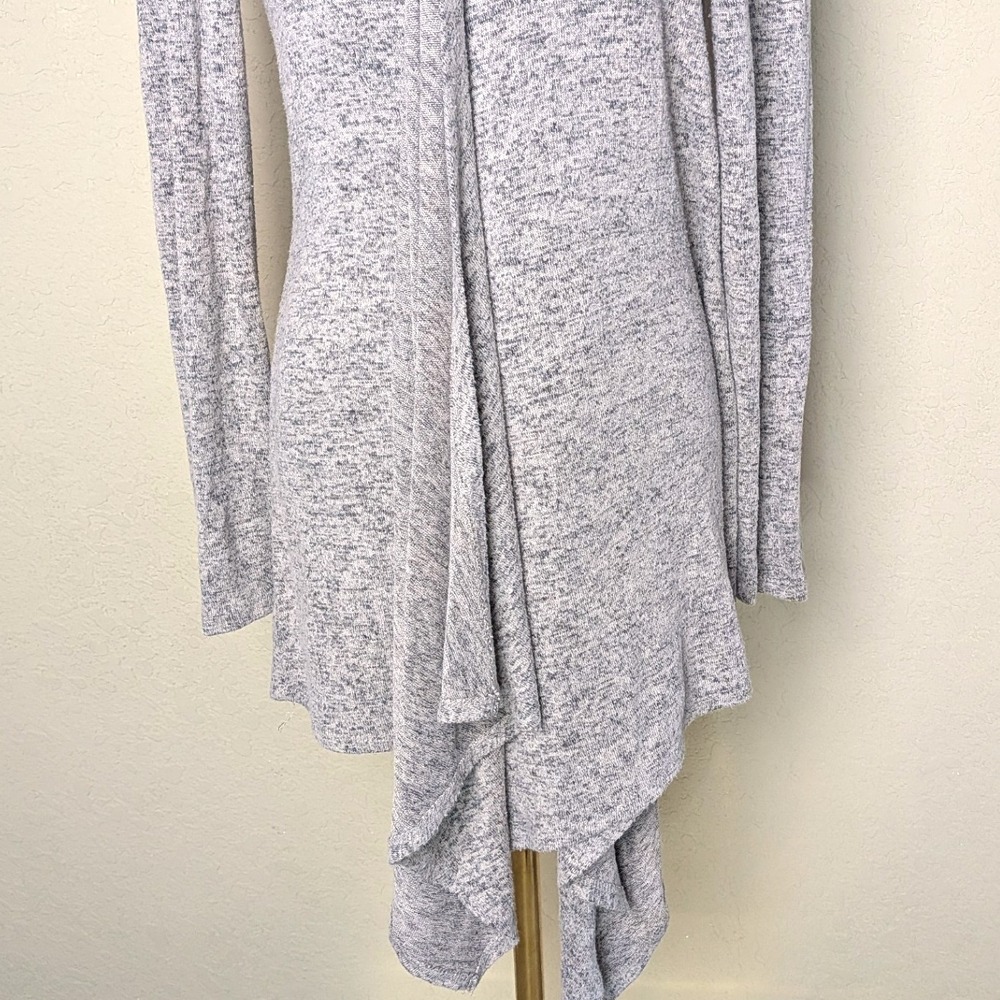 Philosophy Heather Taupe Open Front Cardigan Minimalist Cozy Casual Layer (Sz L) - Picture 4 of 10